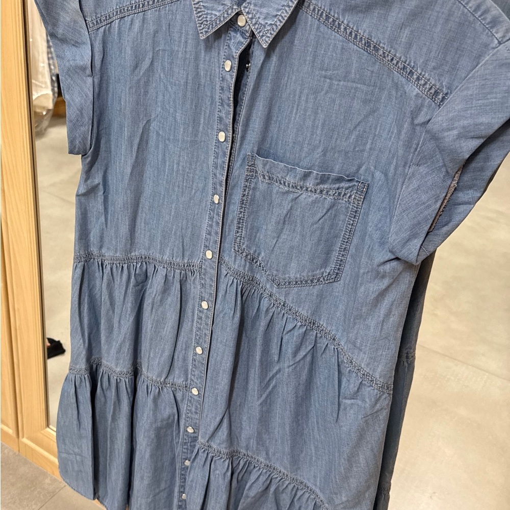 Blue Denim Button-Up Dress
